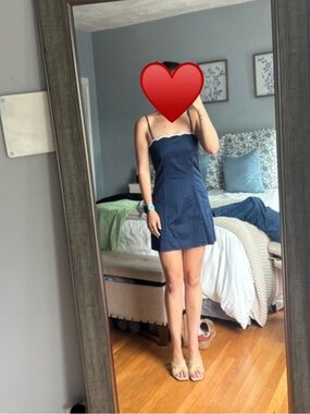 French Connection Navy Blue Mini Dress with White Trim